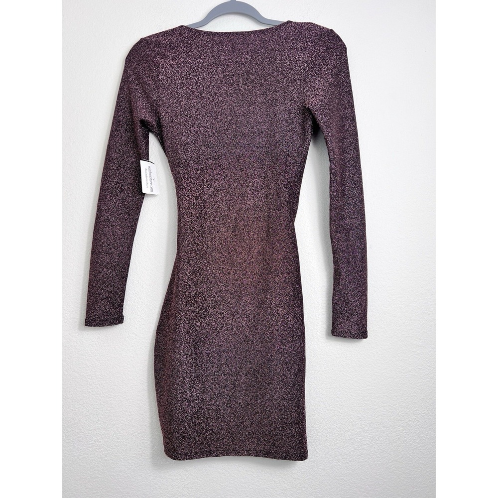 Windsor Shimmer Bodycon Mini Dress Sz S Plunge neckline wrap skirt cocktail - Picture 4 of 13